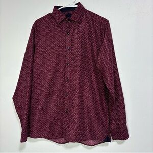 Silver Stone Modern Fit Men's Large Button Front Down Dress Shirt Long Sleeve